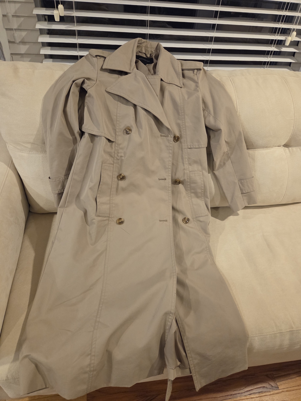 Banana Republic Long Beige Double-Breasted Trench Coat